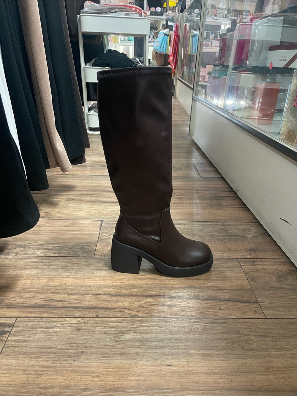 Women's Tall Platform Block Heel Boot - Brown